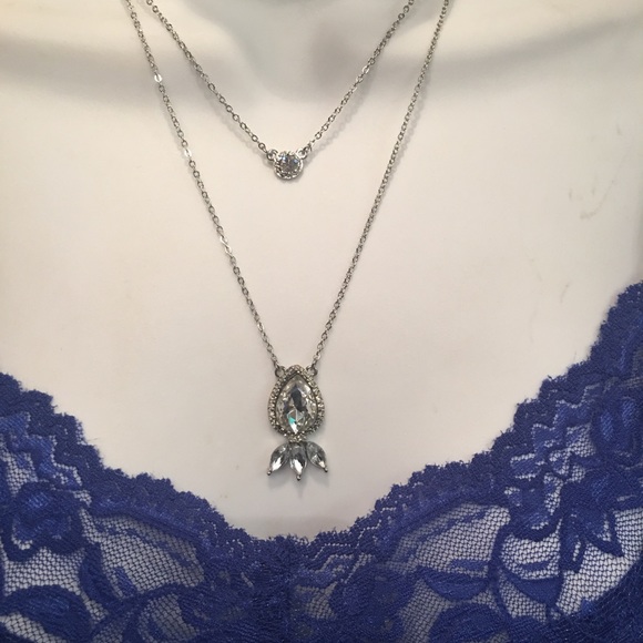 🆕Gorgeous double crystal pendant necklace NWT - Picture 2 of 8